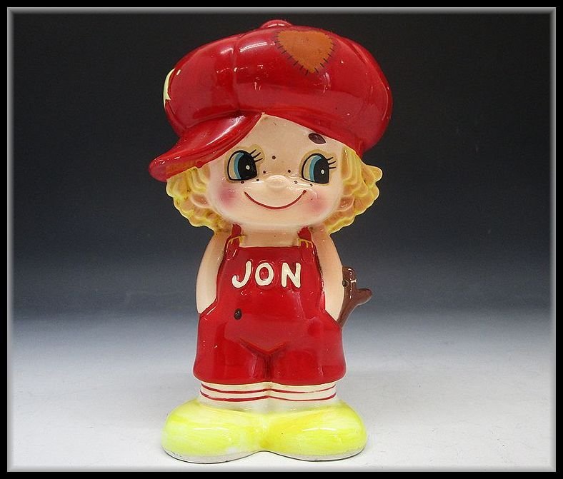 [ZEROnet]★RUNE 貯金箱 昭和レトロ JON 全長約18cm 当時物 内藤ルネ 陶器 置物 インテリア ビンテージ★R49-4
