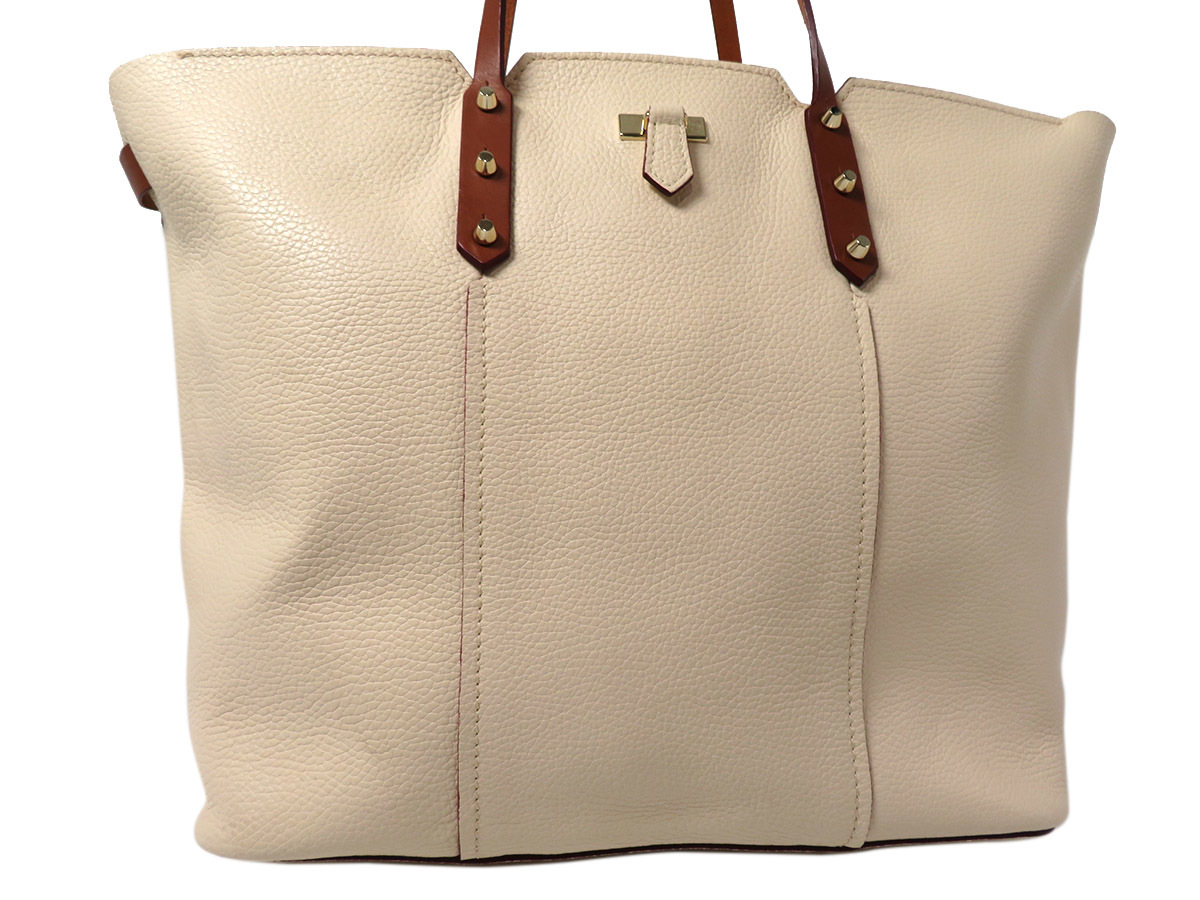 6894 美品 FURLA フルラ 本革 レザー トートバッグ ベージュ×茶 保存袋 