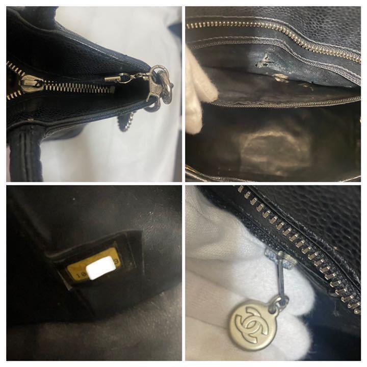【1〜】CHANELシャネル 豪華　復刻トート　キャビアスキン　ショルダーバッグ　ハンドバッグ　レザー　ブラック　黒金具　マトラッセ　ココ CHANEL キャビアスキン シャネル 1円～ 中古品 A01804