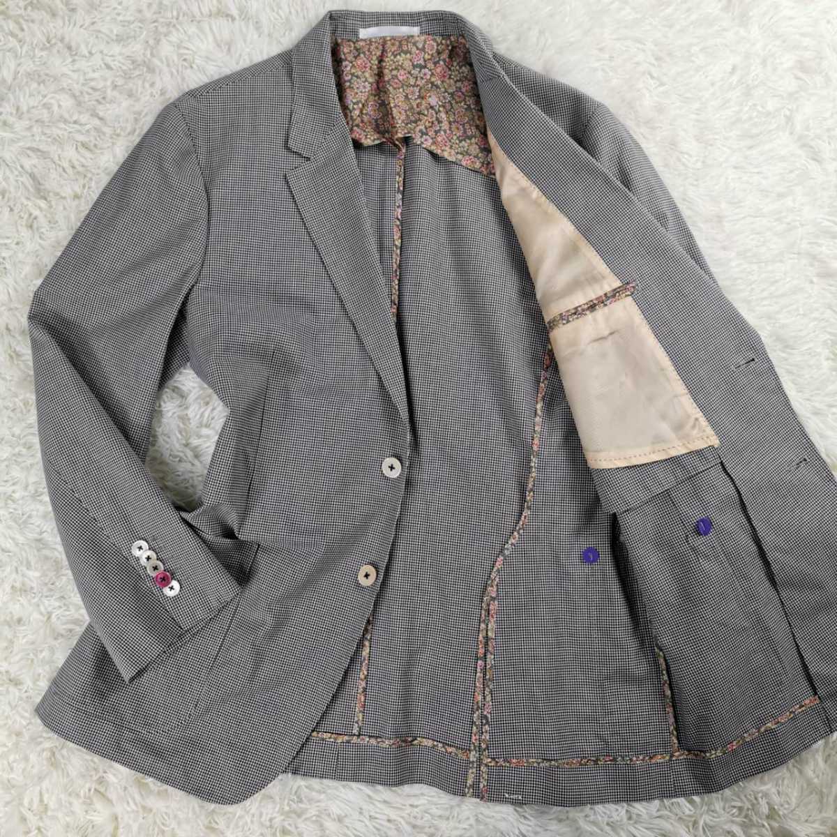 低価，大人気 ポールスミス 同様 Paul Smith テーラードジャケット XL相当 コットン ギンガムチェック パイピング花柄 背抜き(Lサイズ)｜売買されたオークション情報、yahooの商品情報をアーカイブ公開 - オー Lサイズ