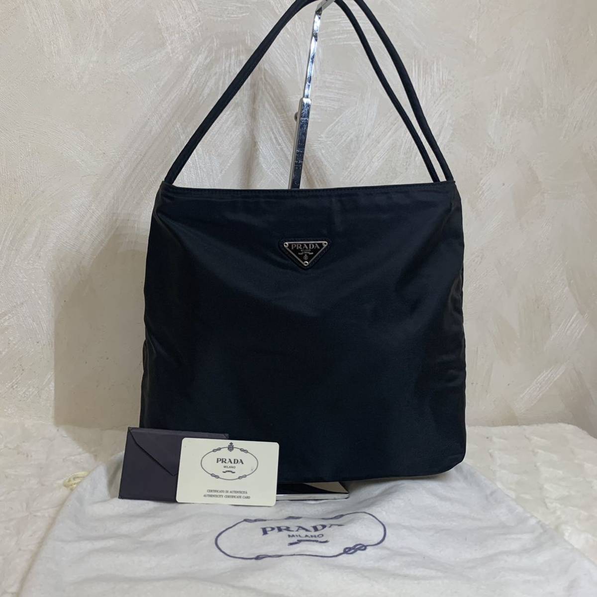 極美品】プラダ PRADA ハンドバッグ ブラック 黒 ギャランティーカード 
