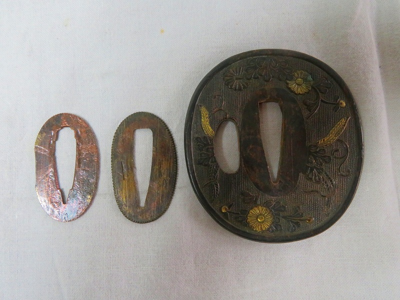 旧日本軍 AKa6839 軍刀鍔切羽セット 旧日本軍？軍刀？古い柄 刀 - 大