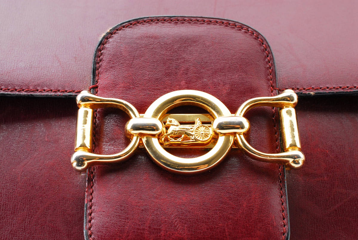 セリーヌ サルキー CELINE 馬車金具 ショルダー レザー ブラック C 