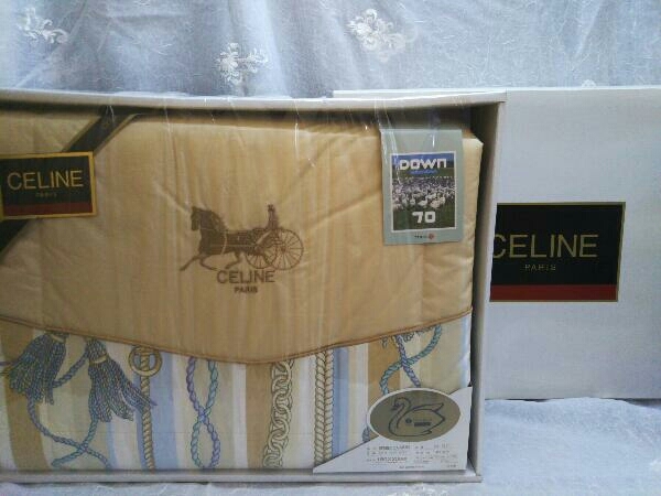 美品未使用　CELINE セリーヌ　羽毛肌掛布団150×200cm ロゴチェーン 美品未使用 CELINE セリーヌ 羽毛肌掛布団150×200cm ロゴ