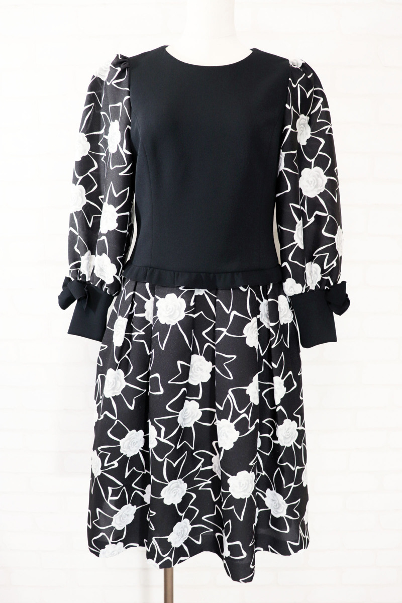 エムズグレイシーカメリア・リボン柄ワンピース