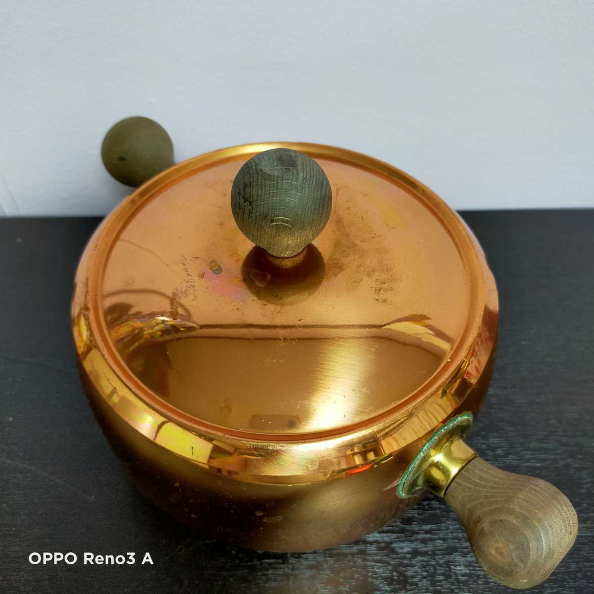 銅鍋 ウッドハンドル 木つまみ 両手鍋 調理器具 (両手鍋)｜売買された