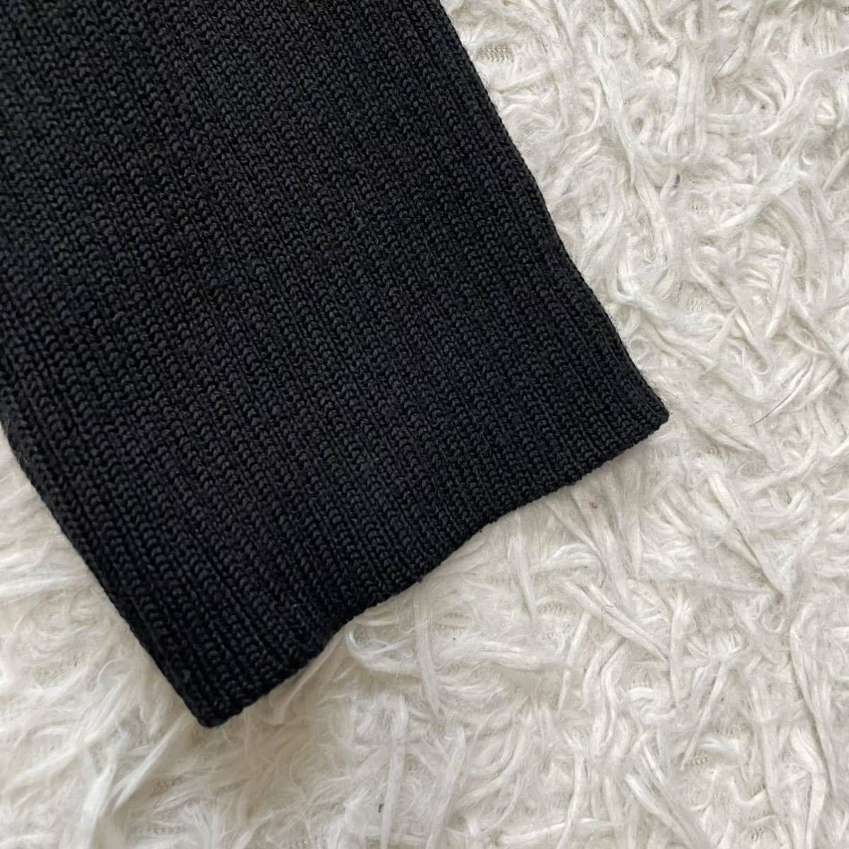 【希少Lサイズ】BURBERRY BLACKLABEL バーバリーブラックレーベル　ニットジャケット ジップアップ 編み サイズ3 ノバチェック L相当　黒