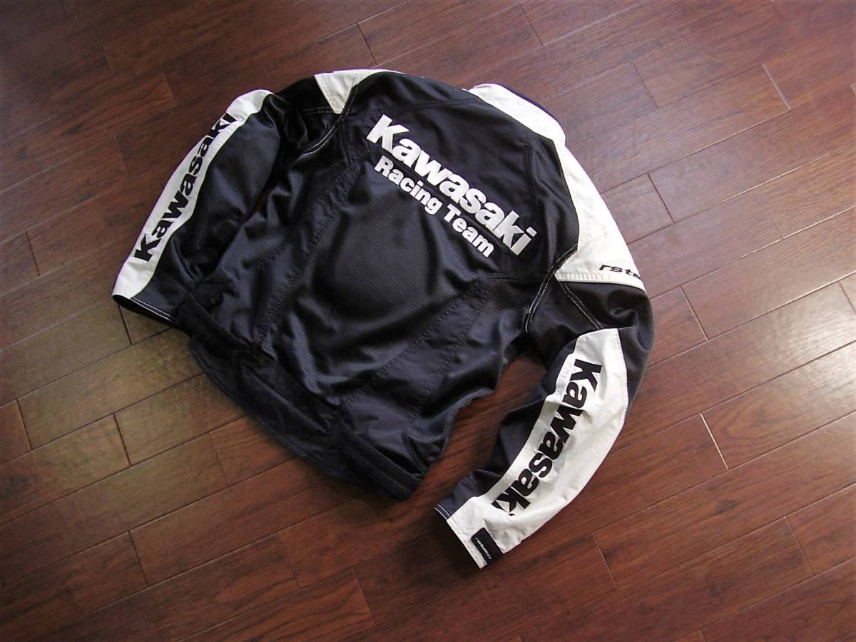 9□美品 Kawasaki × RSタイチ カワサキ プロテクター入り メッシュ