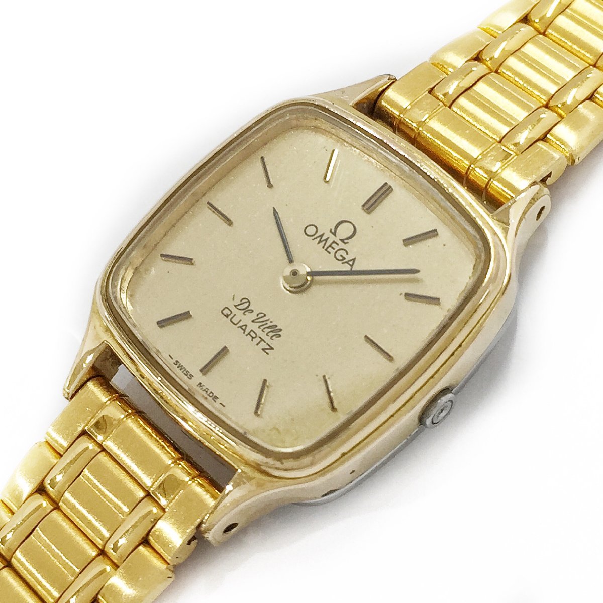 稼働品!!電池交換済!!OMEGA/オメガ デビル 金色 リューズレス クォーツ 