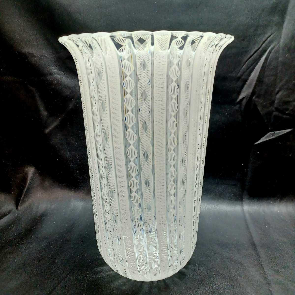 未使用 バロヴィエール&トーゾ 最高級ムラーノガラス フラワーベース 花瓶 MURANO】Barovier＆Toso☆ムラノ バロヴィエール＆トーゾ レース