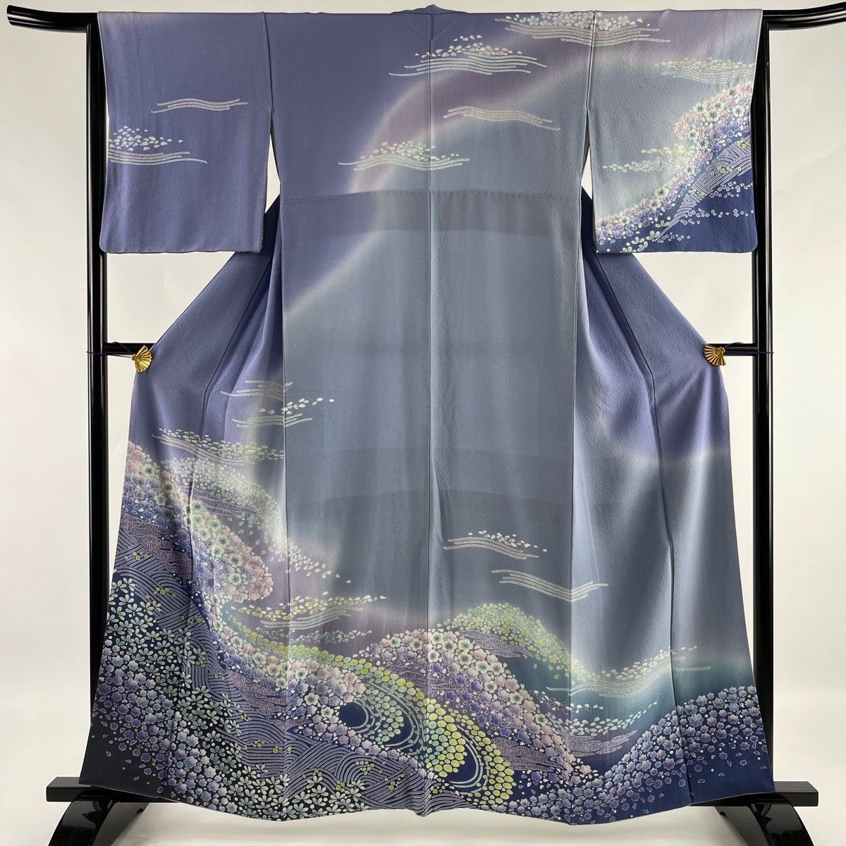 高品質，2025 競ナビ 訪問着 名品 桜 波 ぼかし 青紫 袷 身丈160.5cm 裄丈65cm M 正絹(仕立て上がり)｜売買されたオークション情報、yahooの商品情報をアーカイブ公開 - オークファン 仕立て上がり