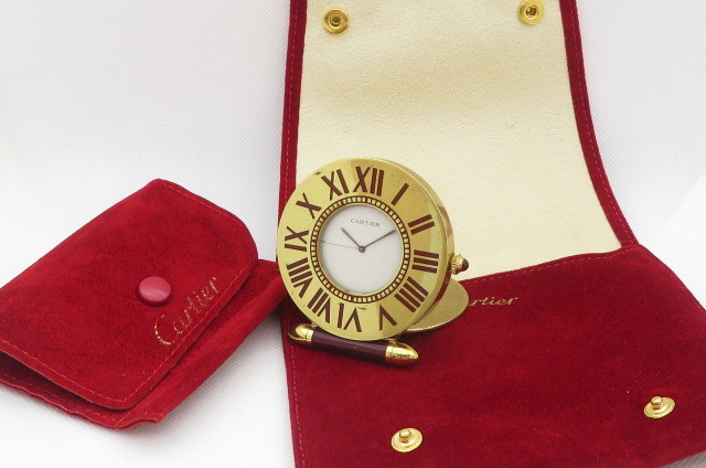1円～☆Cartier カルティエ トラベルクロック アラーム 置き時計 9-13