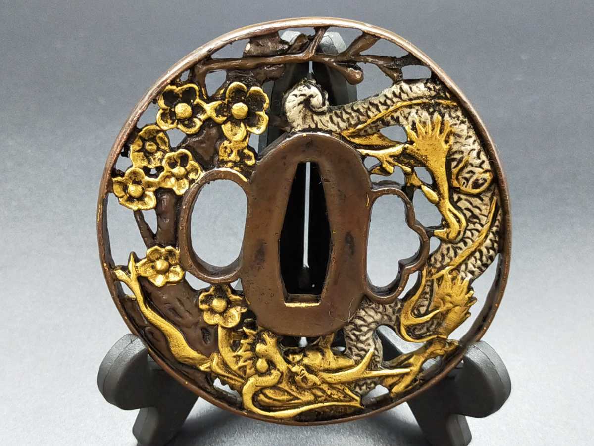 大得価，人気 Q6567 刀鍔 桜龍の図 銅地 絵金銀 日本刀装具 鍔 つば 鐔 刀鐔 刀の鍔 111G(鍔、刀装具)｜売買されたオークション情報、yahooの商品情報をアーカイブ公開 - オークファン 鍔、刀装具