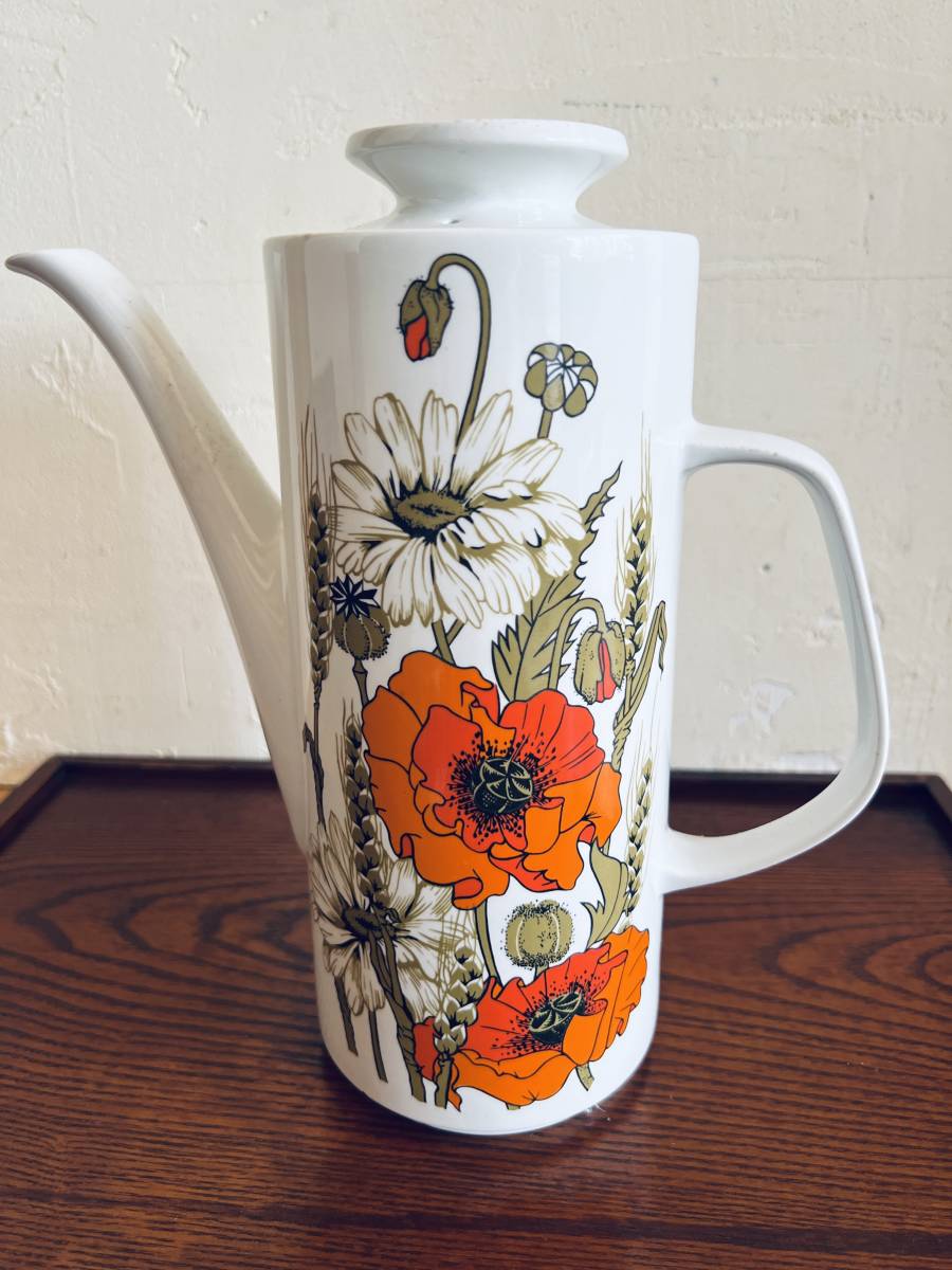 イギリスビンテージ　J&Gミーキン オレンジポピー　ポット　高さ23.5cm　/Wedgewood/304