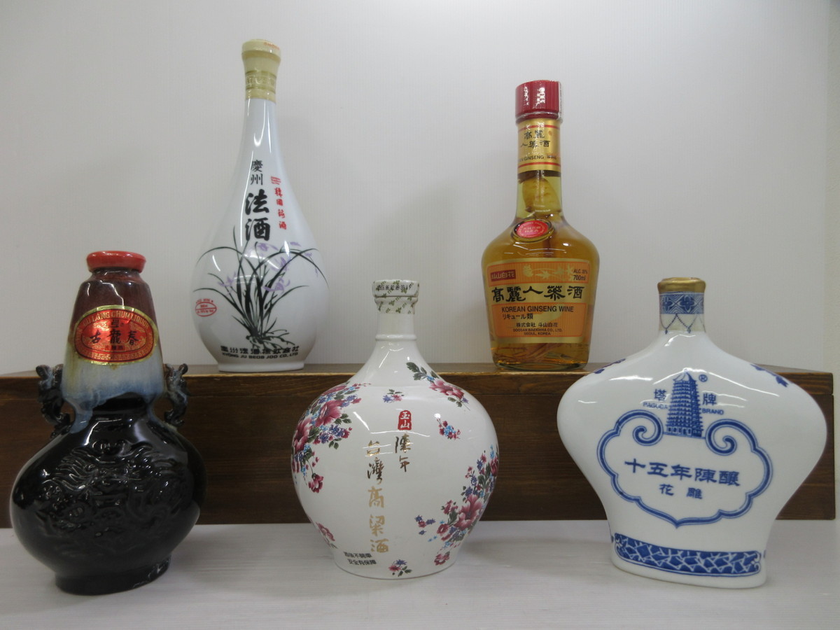 5本セット 中国酒・韓国酒(法酒,古龍春,塔牌,台湾高梁酒,高麗人参 