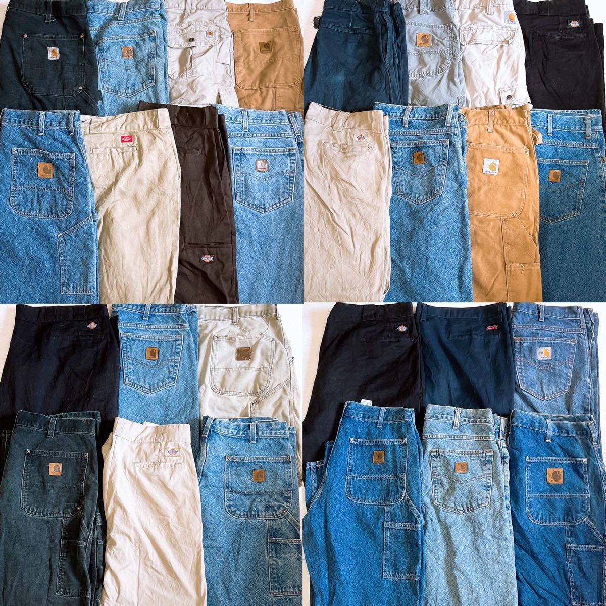 ④ USA 古着卸 カーハート ディッキーズ デニムパンツ ペインターパンツ ワークパンツ まとめ売り 大量セット 28枚セット