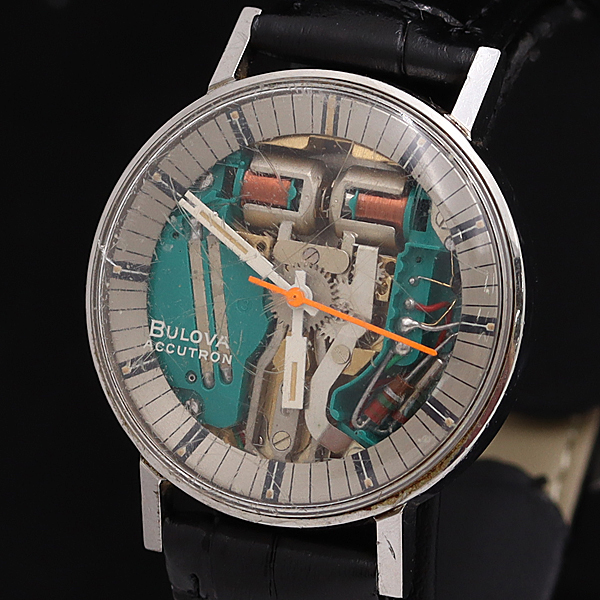 1円☆正規☆【ブローバ】アキュトロン スケルトン文字盤 音叉式時計 メンズ腕時計 420A0278448