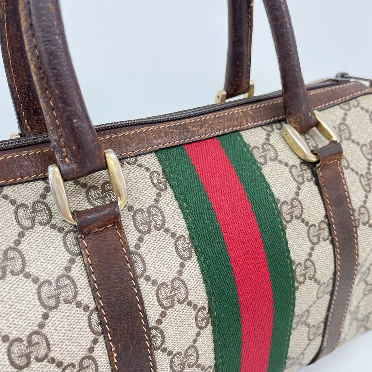 GUCCI グッチ シェリー GGスプリーム ボストンバッグ ハンドバッグ PVC 