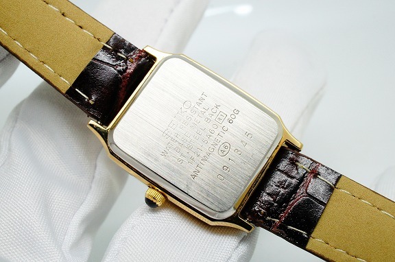 I125○作動良好 SEIKO セイコー 金ラメ文字盤 レクタンギュラー型 1F21 