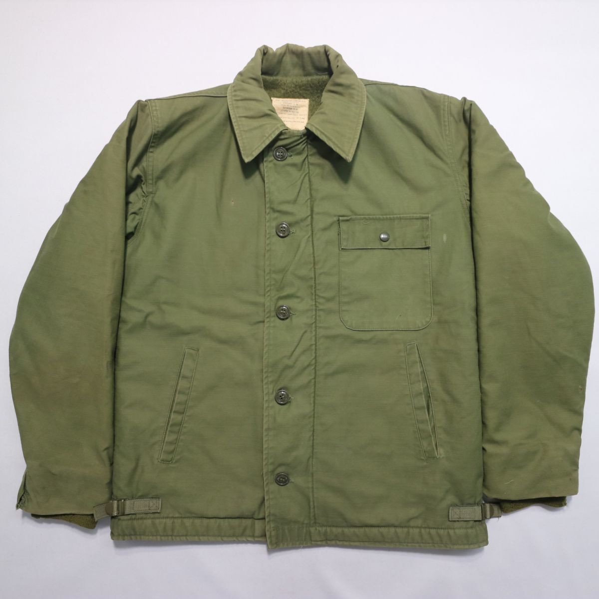 ■60年代 米軍実物 US.NAVY A-2 デッキジャケット ミリタリー アメリカ軍 海軍 軍物 カーキ (M) 中古 古着 L1441