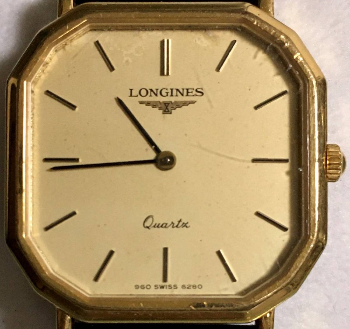 ロンジン スクエア ゴールド文字盤 LONGINES クォーツ 腕時計 QZ 稼動
