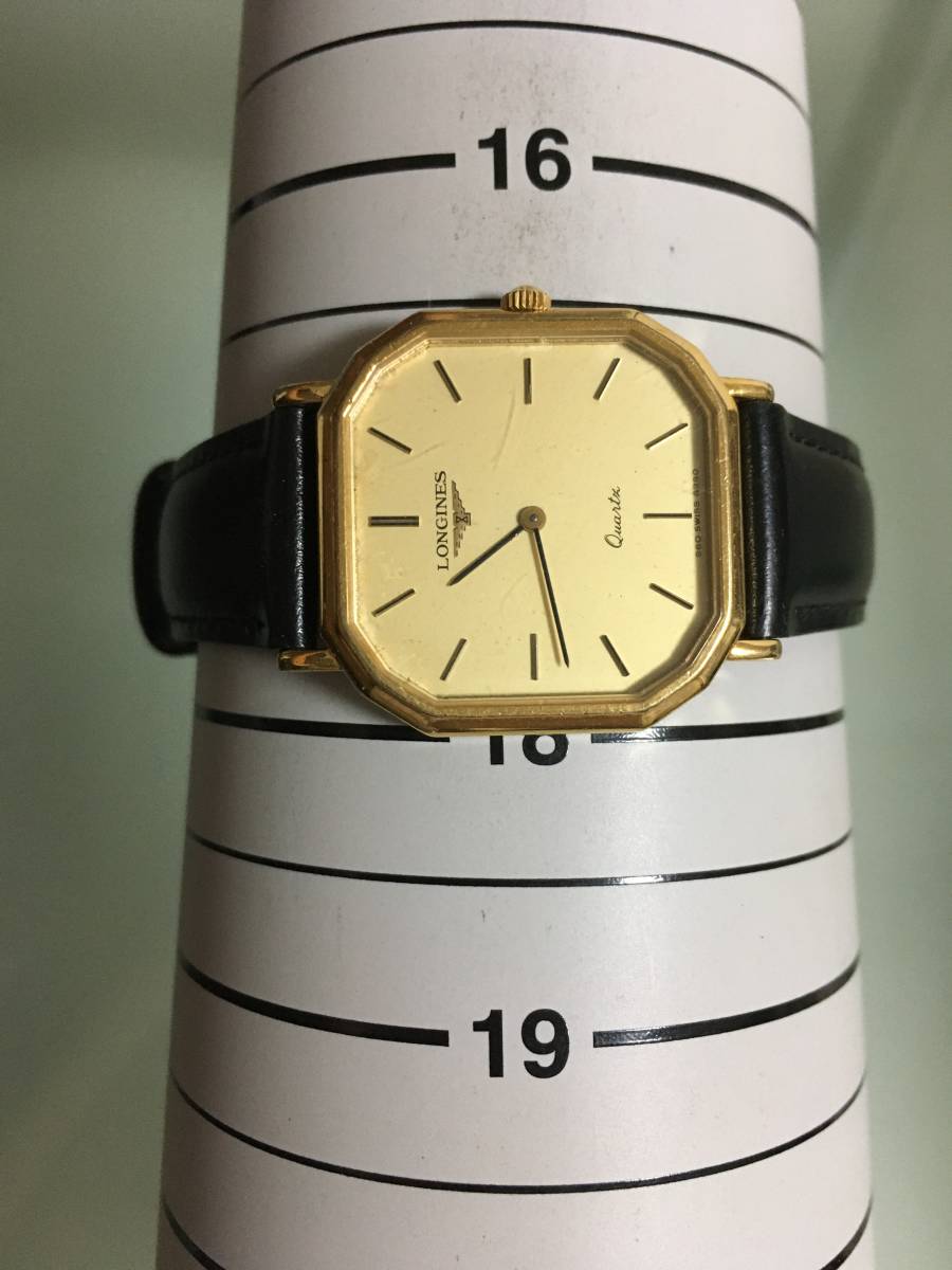 ロンジン スクエア ゴールド文字盤 LONGINES クォーツ 腕時計 QZ 稼動