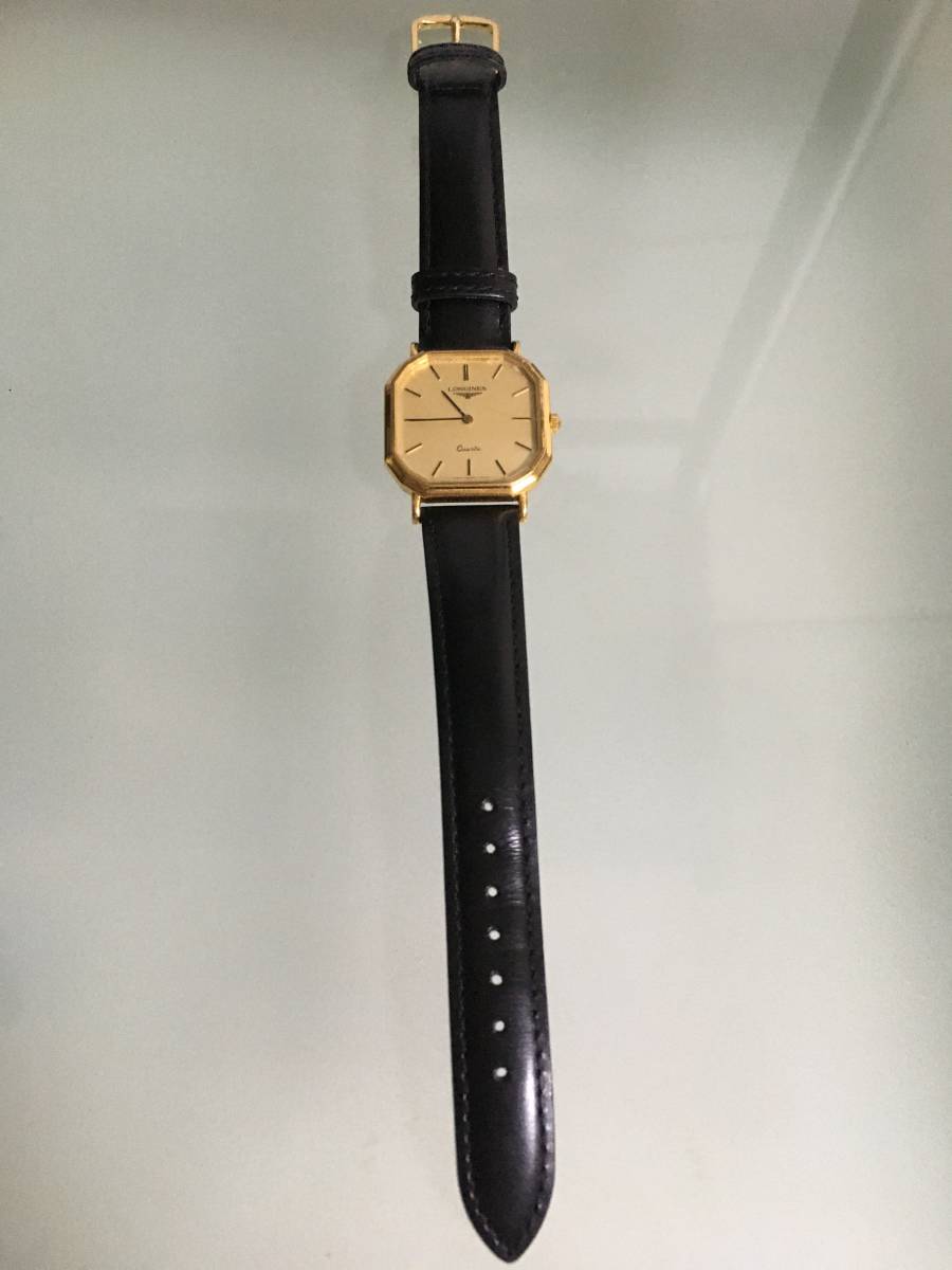ロンジン スクエア ゴールド文字盤 LONGINES クォーツ 腕時計 QZ 稼動