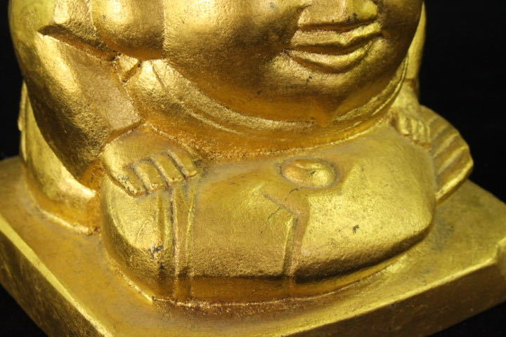 □拳□ 人間国宝 平櫛田中 特大鯛付 福聚（福寿）恵比寿像 金箔