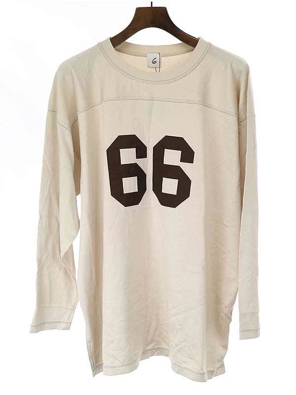 6(ROKU) BEAUTY&amp;YOUTH UNITED ARROWS ロク ビューティーアンドユース ユナイテッドアローズ RAYON COTTON FOOT BALL T-SHIRT レーヨンコットン フットボールTシャツ  ベージュ BEAUTY&YOUTH UNITED ARROWS - 6(ROKU) BEAUTY&YOUTH UNITED ARROWS
