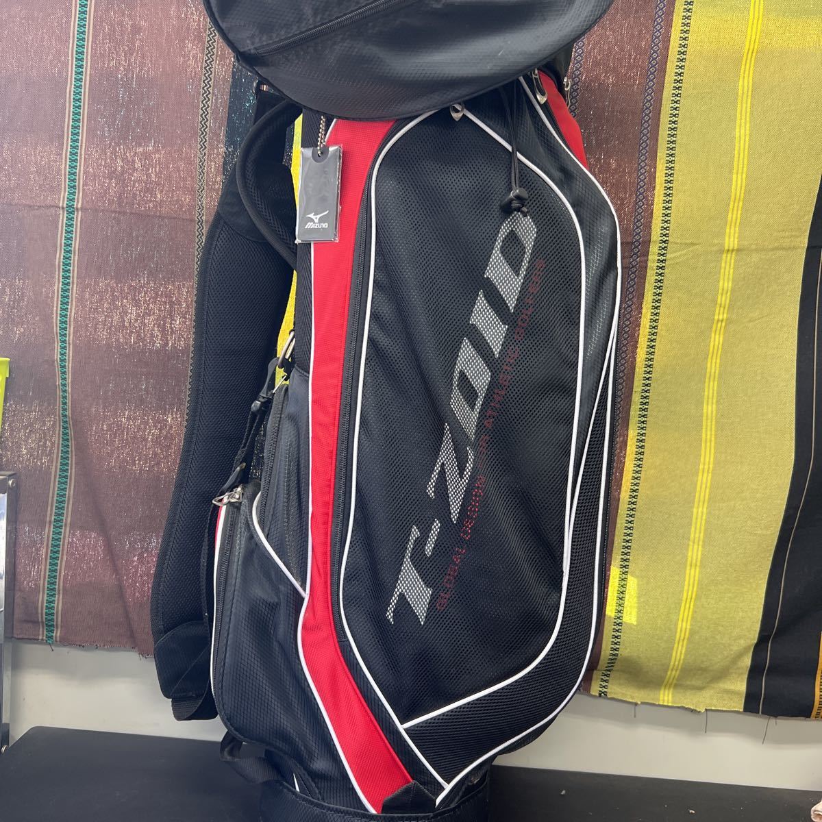 K10-29 MIZUNO ミズノ キャディバッグ ゴルフバッグ T-ZOID 黒 赤 中古