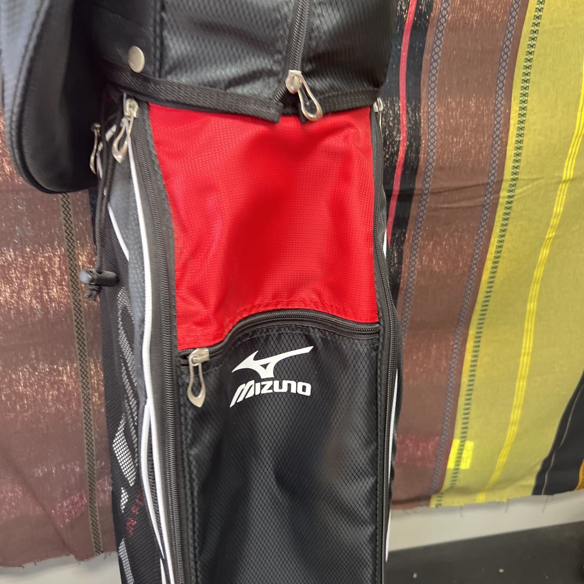 K10-29 MIZUNO ミズノ キャディバッグ ゴルフバッグ T-ZOID 黒 赤 中古