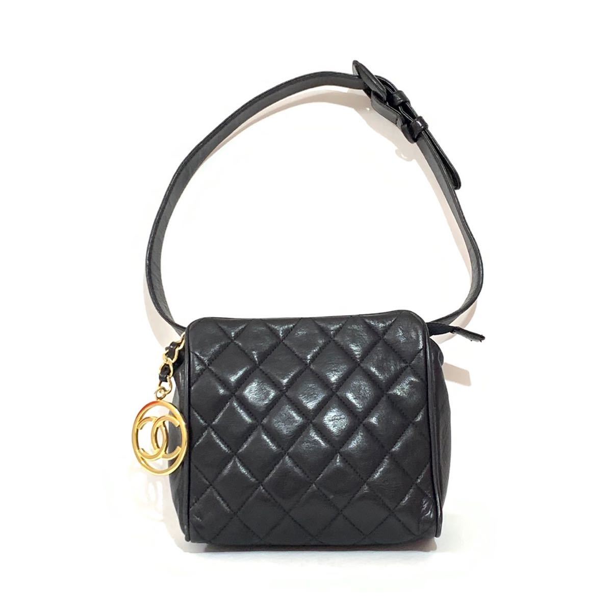 CHANEL シャネル マトラッセ ウエストバッグ ポーチ ラムスキン 黒 1 