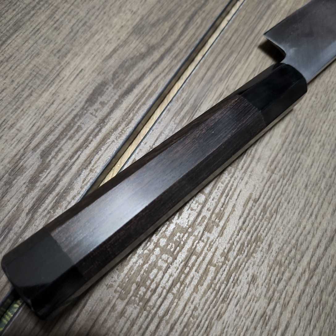 本焼 包丁 柳刃 堺打刃物 森本光一作 八角黒檀 本焼 水