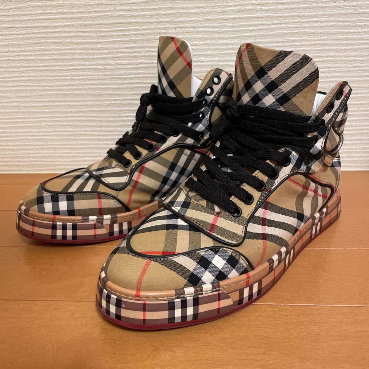 商品説明要確認 BURBERRY Nova Checked sneaker バーバリー ハイカット スニーカー ノバチェック 41.5 US8.5 26.7cm