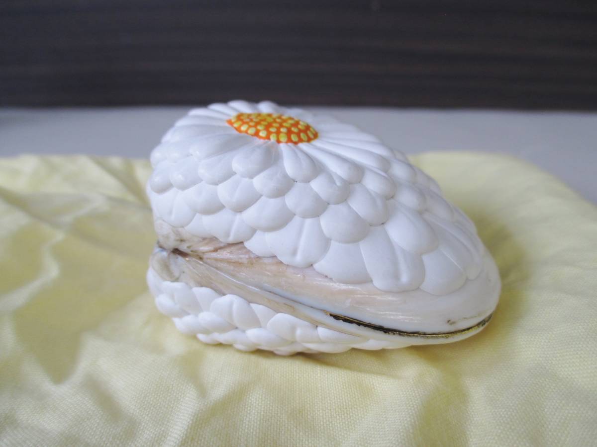 □1円～！平安 鈴木光入 菊置上 蛤香合 茶道具□