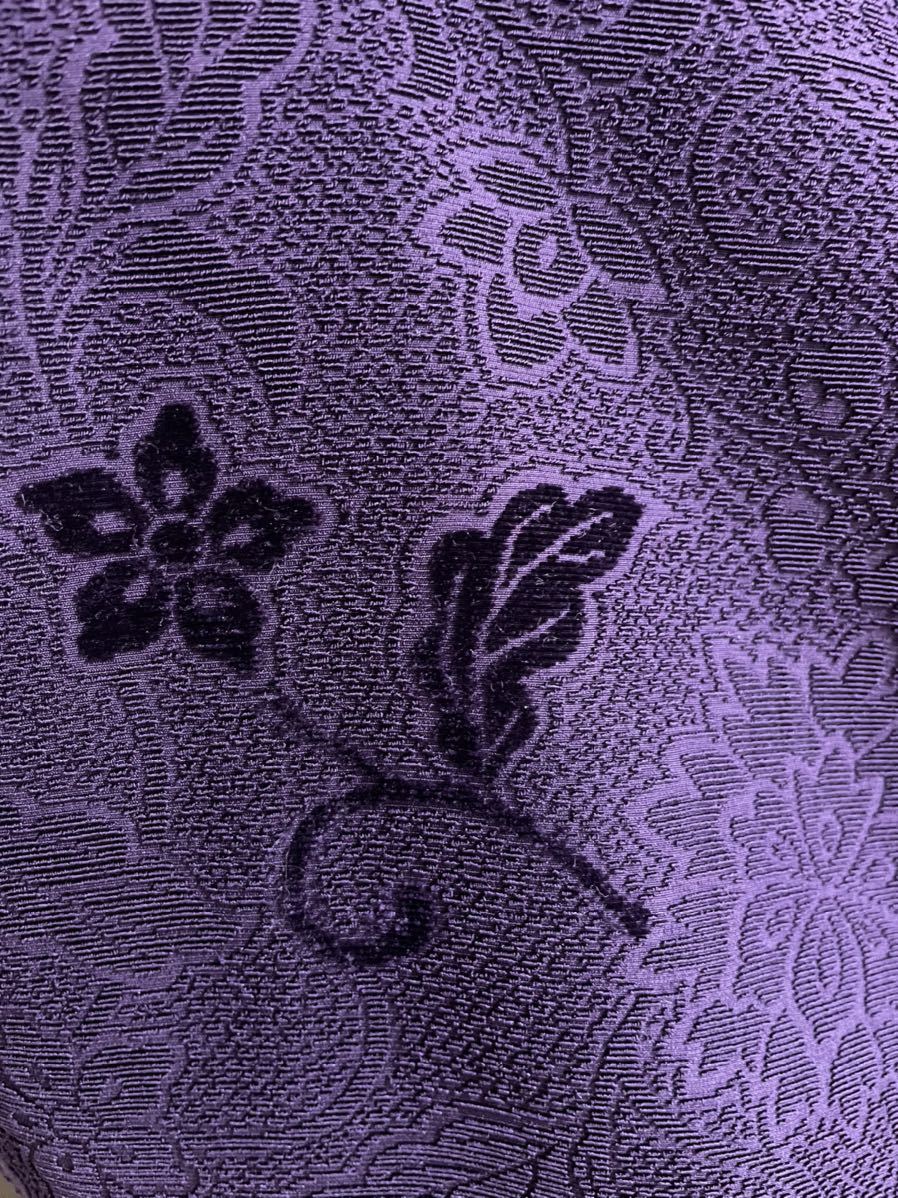 和装 着物☆長羽織 紫色 花柄☆道行コート 道中着 着物コート 和装 和装 着物☆長羽織 紫色 花柄☆道行コート 道中着 着物コート 和装