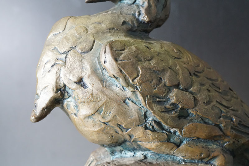 K680◇文化勲章受章作家【北村西望】 ブロンズ 「鳥寿」 台座付 高36cm
