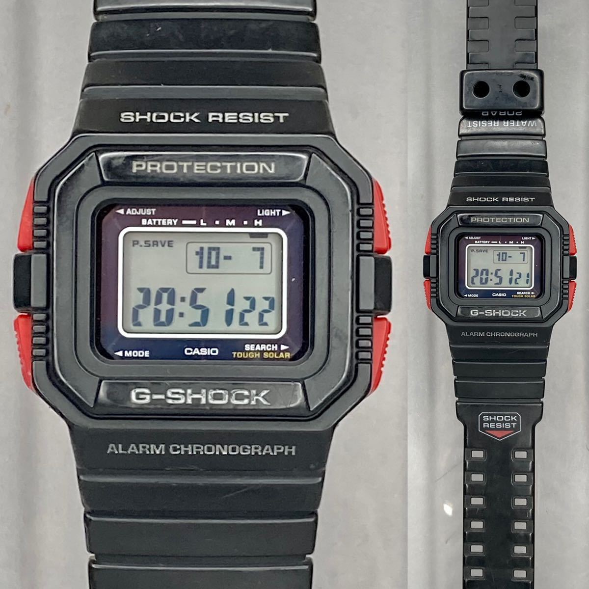 良品 CASIO G-SHOCK G-5500-1JFタフソーラー レッド ブラック 