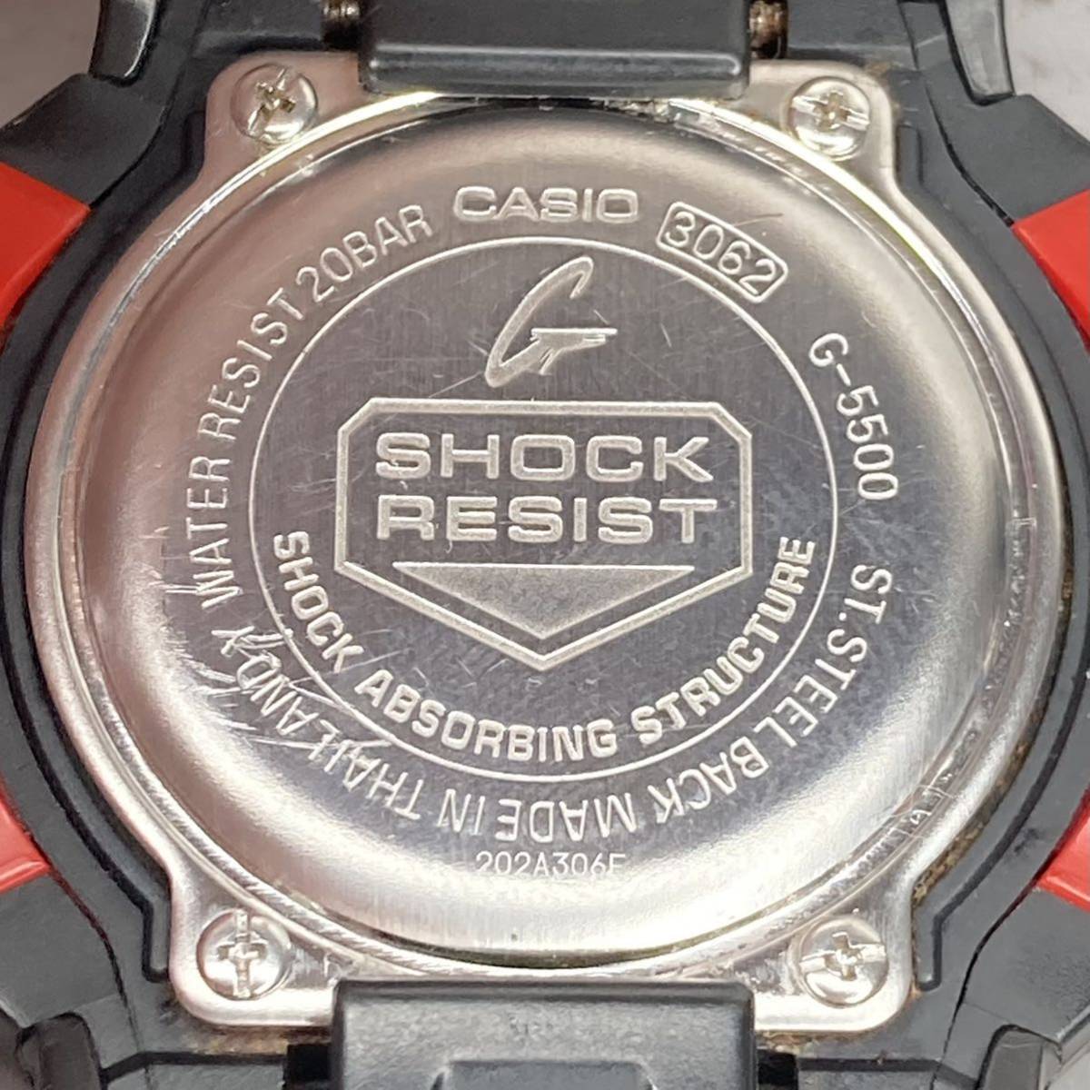 良品 CASIO G-SHOCK G-5500-1JFタフソーラー レッド ブラック 