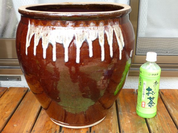昔の瓶(かめ)・食品保存用・ディスプレー用・ビンテージ・陶器製(陶器
