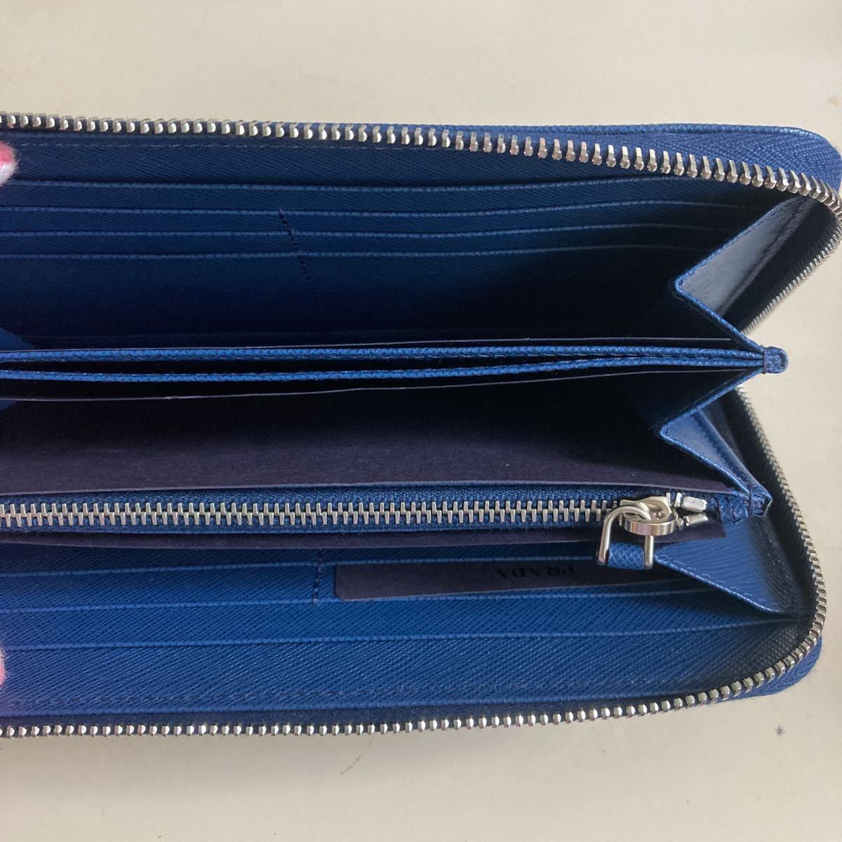 プラダ 長財布 サフィアーノトライアングルロゴ ブルー メンズ PRADA 