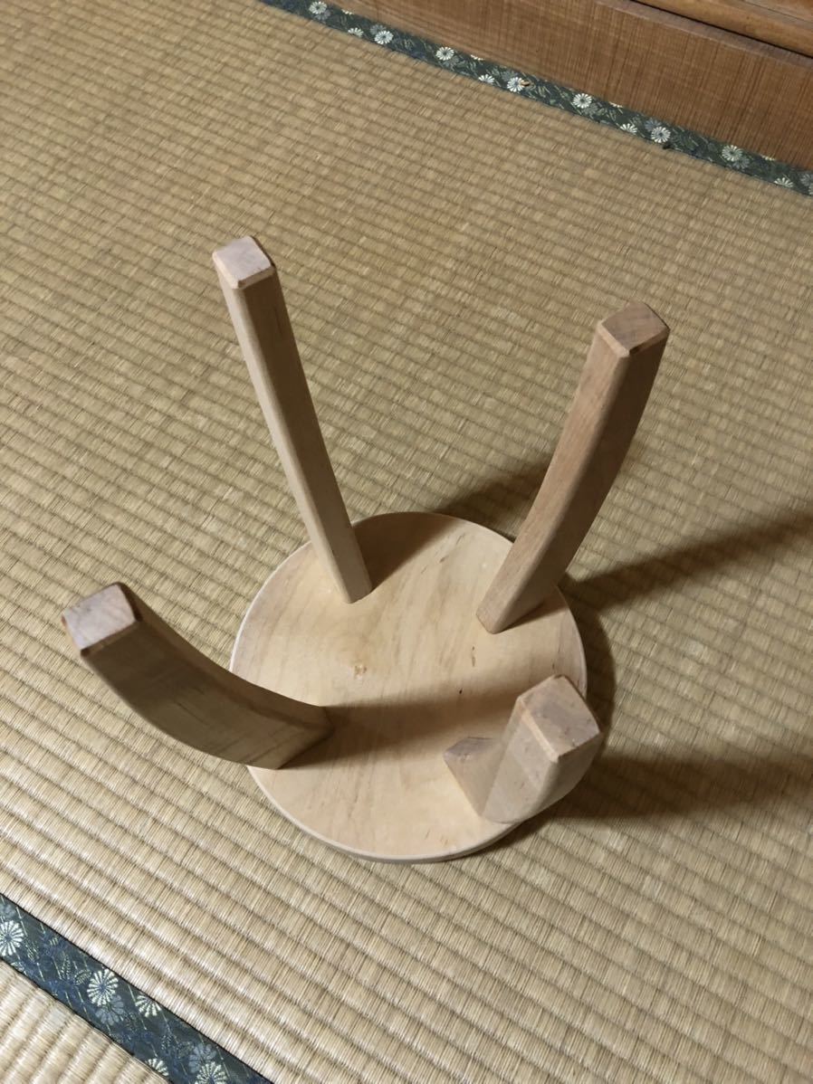 47建具屋一筋55年のおじいちゃんの手作り三本脚イス、スツール☆けやき