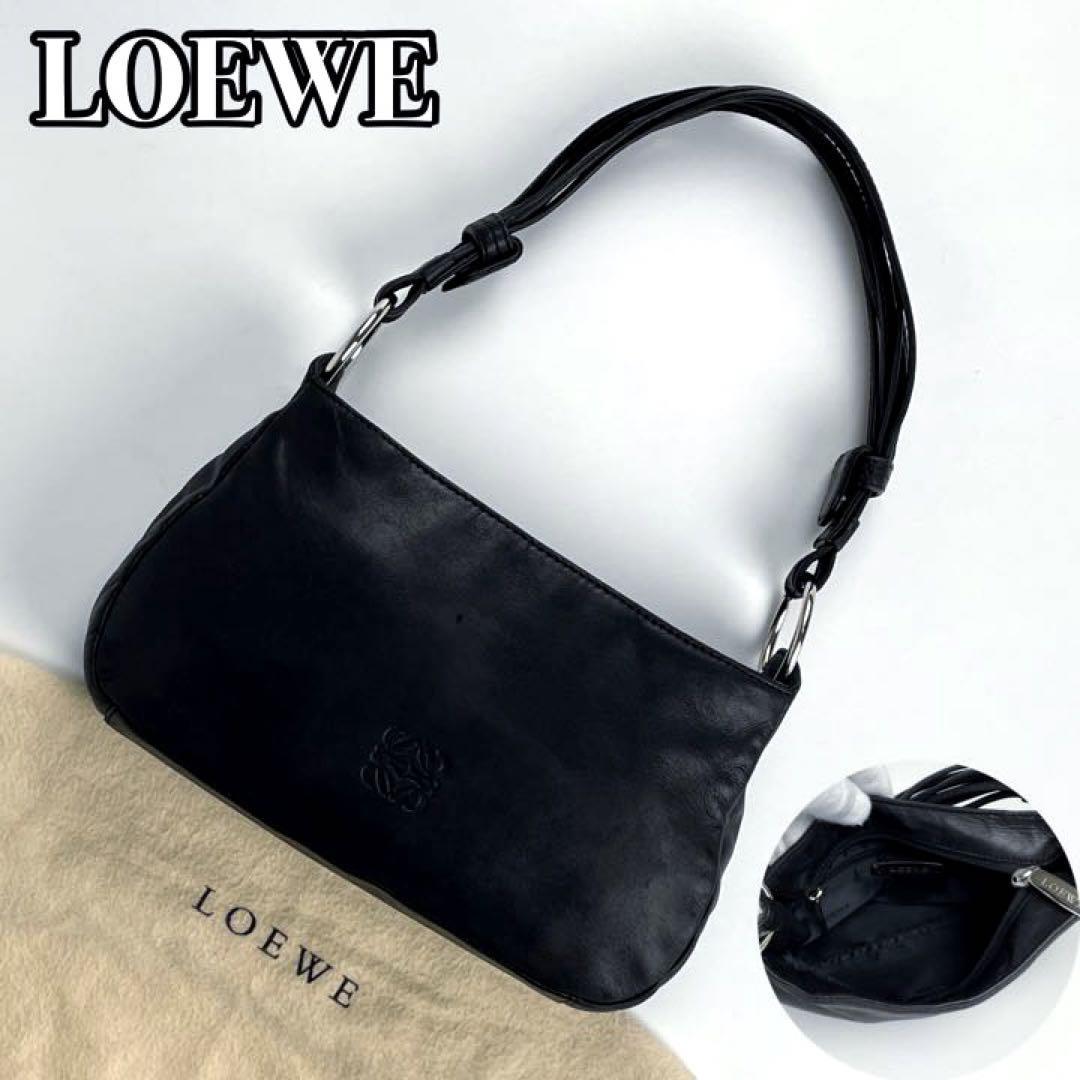 ✨美品✨ロエベ ワンショルダーバッグ ホーボー アナグラム ナッパレザー 黒 人気店舗 【極美品】LOEWE ロエベ ハンドバッグ アナグラム ワン