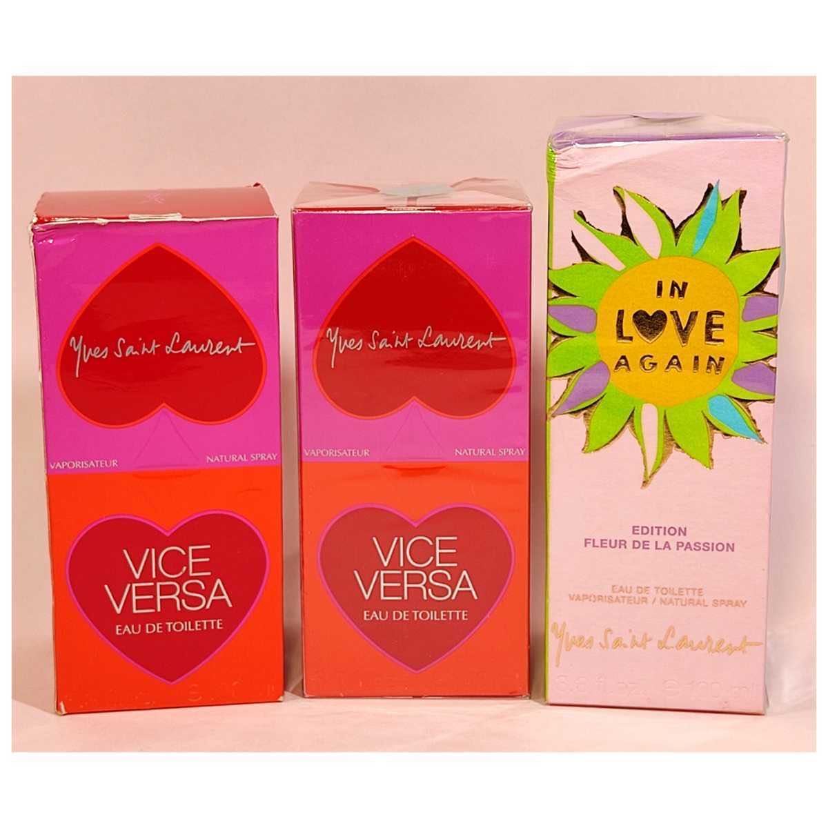 未開封中古混合　イヴ・サンローラン　VICE　VERSA　100ml　/　IN　LOVE　AGAIN　100ml　中古残量9割　香水　3点　おまとめ