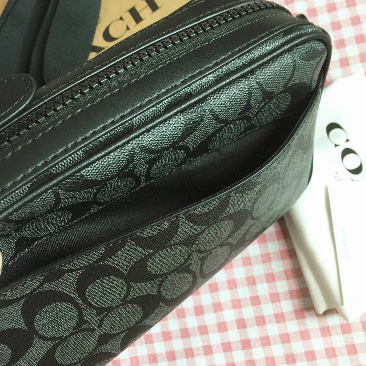 コーチバッグ F72923 パックマン コラボ チャコール×ブラック  