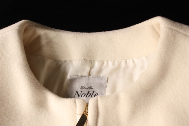 スピック＆スパン ノーブル Spick&Span Noble 16AW W/NyZIP コート ノーカラー ウール 38 白 ホワイト btm0517 レディース Noble ノーブル Spick&amp;Span Vネック Noble黒フレアスカート NOBLEの通販