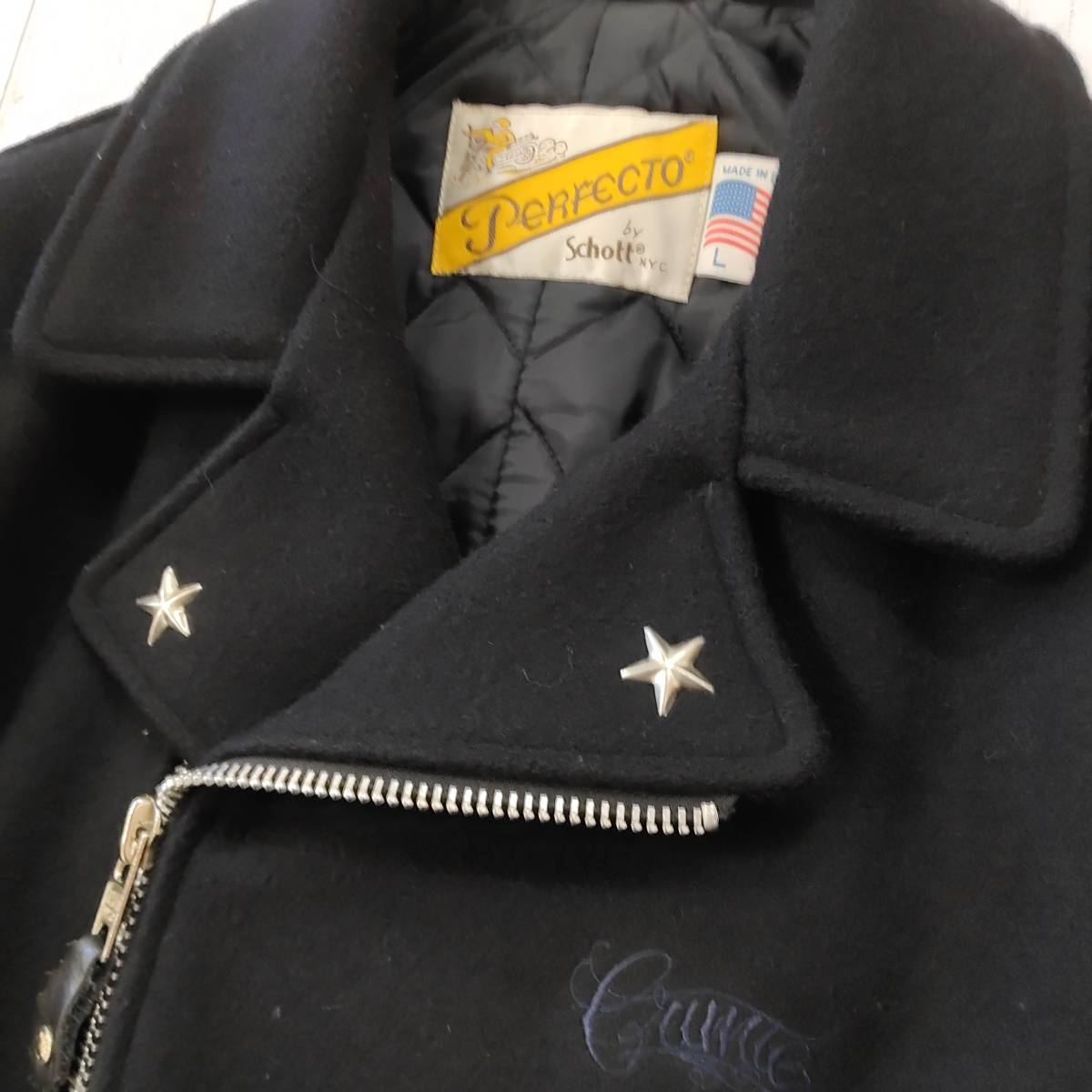 CRIMIE ショット クライミー LAMB schott × LEATHER レザー切替 ウール シングル (ショット) JACKET 中古・古着通販Schott SCHOTT×THE THE ウールライダース