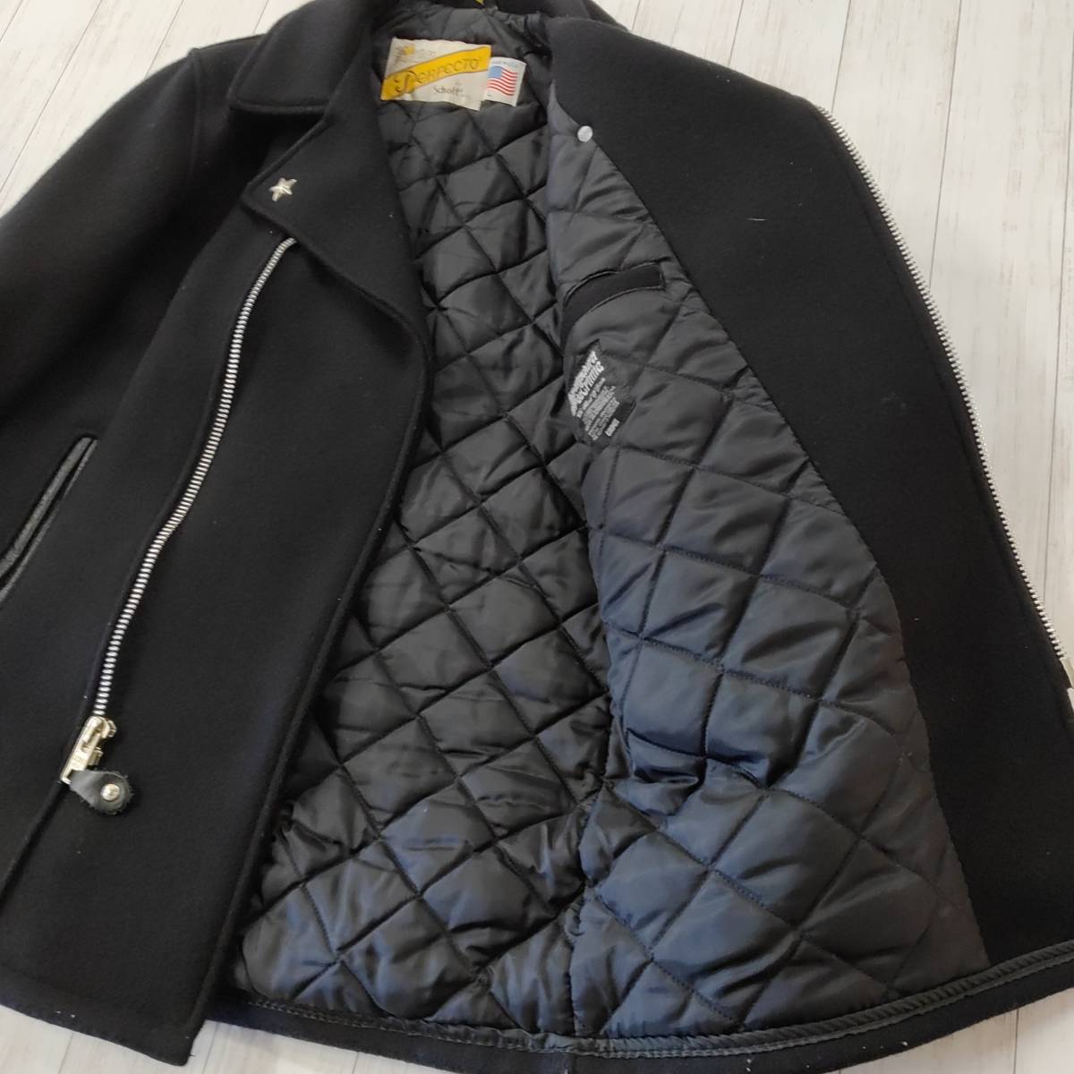 CRIMIE ショット クライミー LAMB schott × LEATHER レザー切替 ウール シングル (ショット) JACKET 中古・古着通販Schott SCHOTT×THE THE ウールライダース