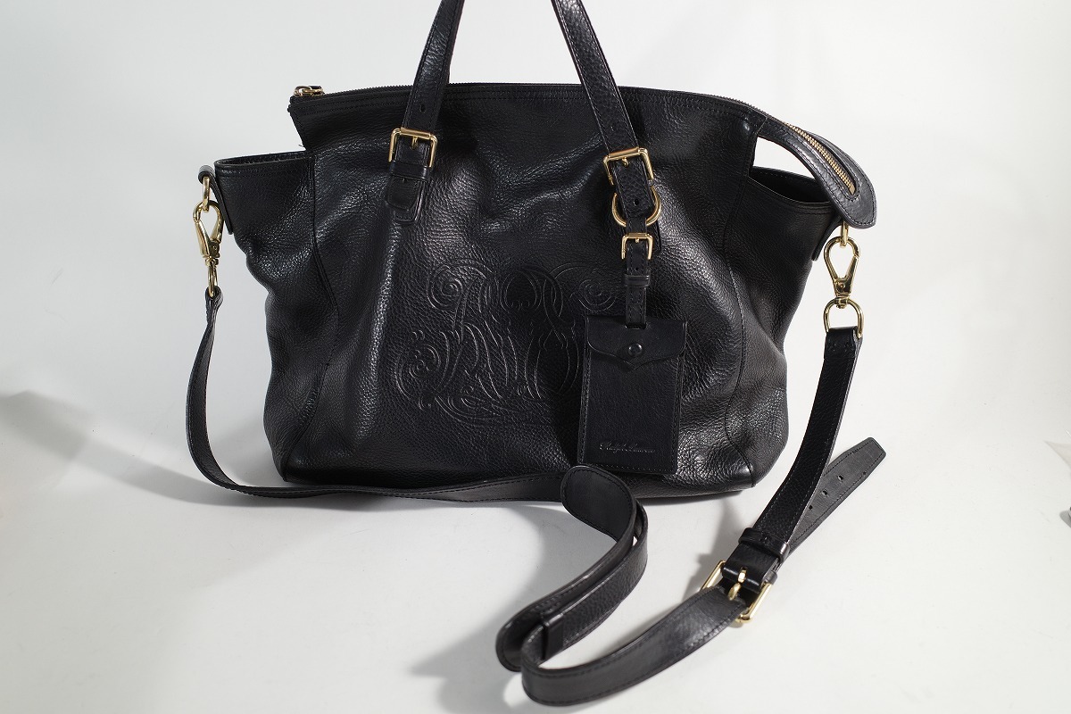 大容量 Ralph Lauren 本革 2way レザートートバッグ ボストンバッグ 