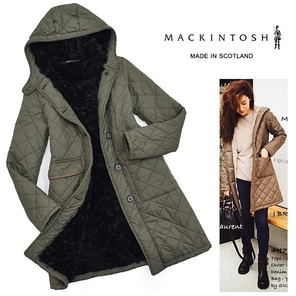 極美品 マッキントッシュ ロンドン キルティング コート カーキ M 極美 